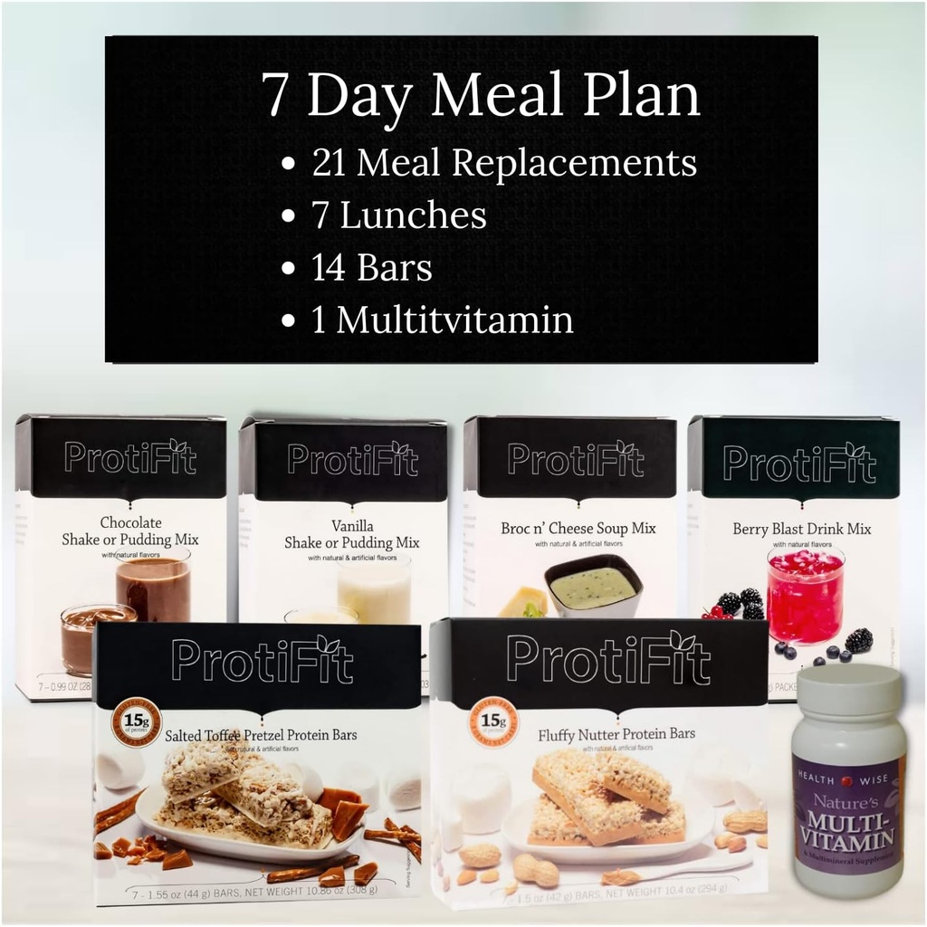 PROTIFIT - High Protein Meal Plan Starter Kit, 15g Protein Supplements & Snacks, 30 Tage Multivitamin, Ideal Protein Kompatibel (7 Tage Kit)