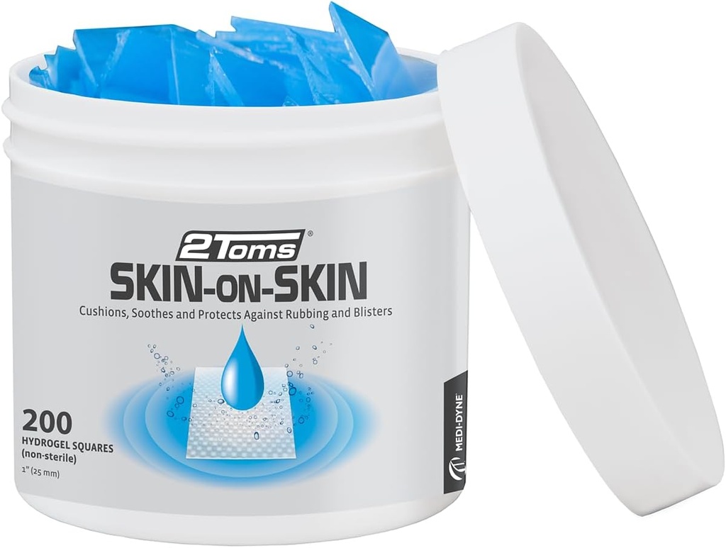 2Toms Skin-On-Skin Hydrogel Squares für Blister, Chafing, Stings, Irritationen und Schmerzlinderung, 200 1-Zoll-Platz
