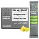 Mélange de boissons électrolytiques Emballages d'hydratation: 1000mg Sodium, Potassium et Magnésium Citrus Sel Poudre Hydratant, Zéro Sucre - 30 Lime Citron Emballages de poudre d'électrolyte, Pour la réhydratation ou le soulagement de la déshydratation