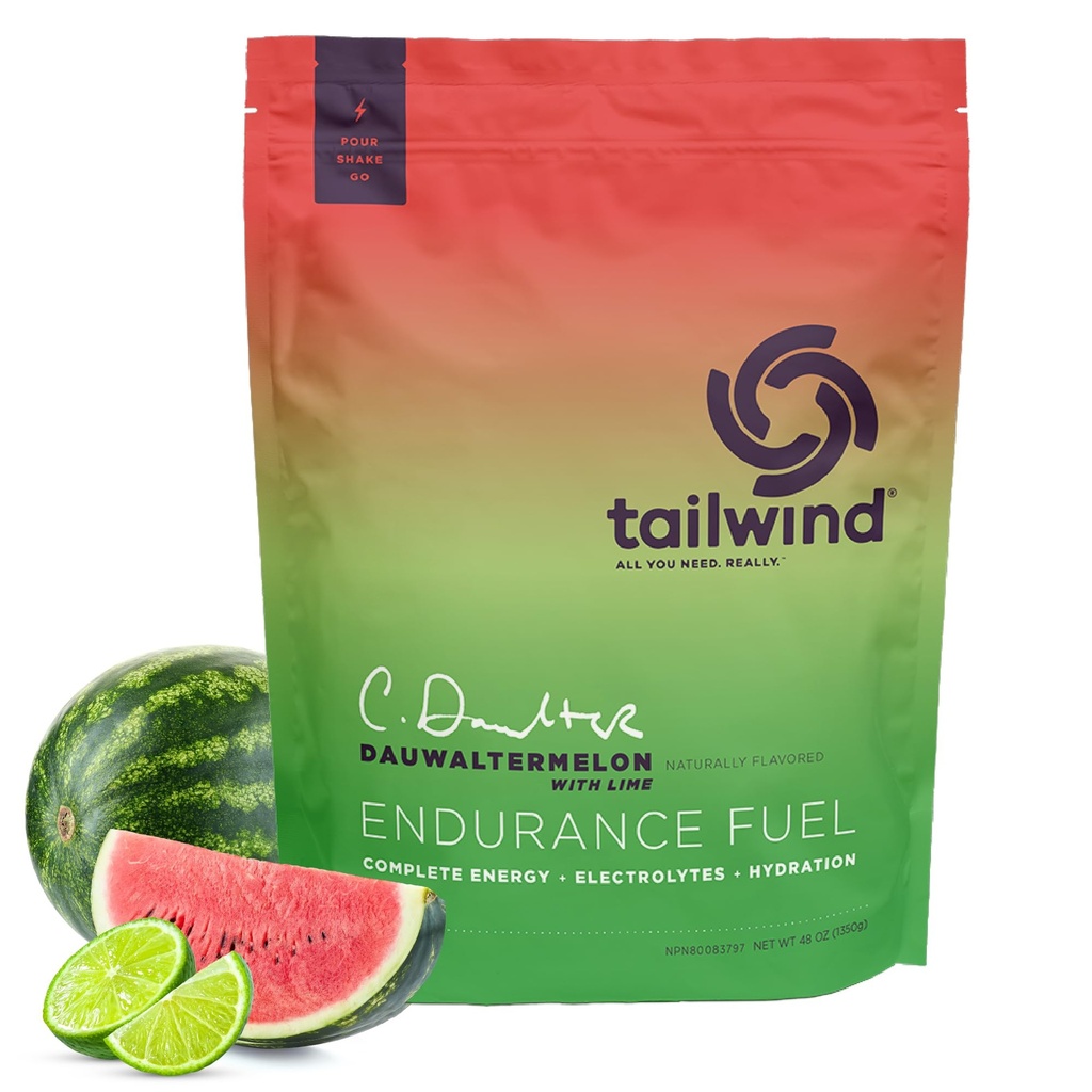 Tailwind Nutrition Endurance Carburant, glucides et électrolytes boissons sportives Mélange de poudre, sans gluten, végétalien, Dauwaltermelon, 50 portions