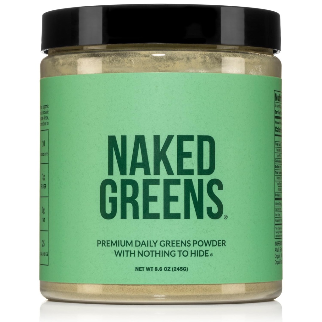 NAKED Super Greens Powder Organic Greens Supplement - Nur 10 Premium Zutaten - Vegan, Non-GMO, Prebiotic und Probiotic - 35 Portionen