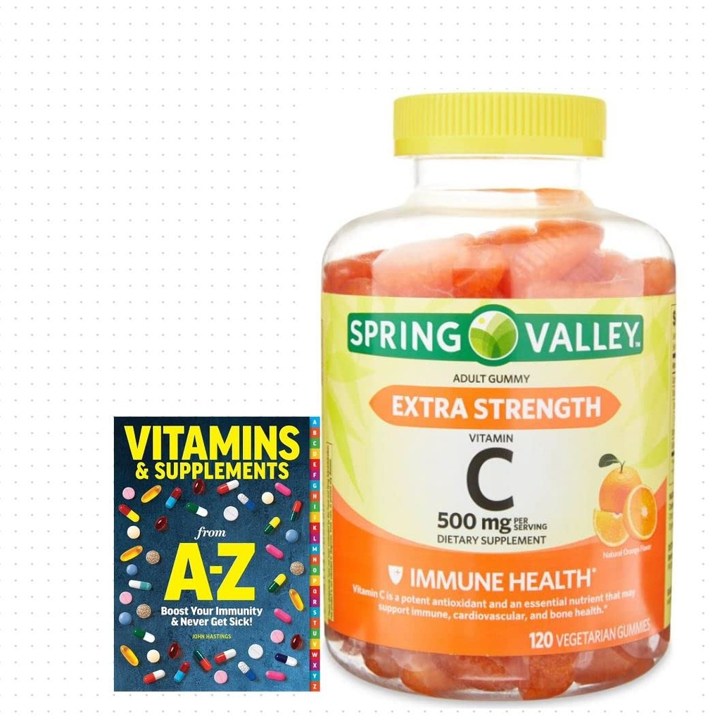 Spring Valley Extra Strength Vitamin C, 500 mg Vegetarische Gummis, 120 Count + Bessere Anleitung Vitamine Ergänzungen Buch kostenlos Cannot BE getrennt verkauft