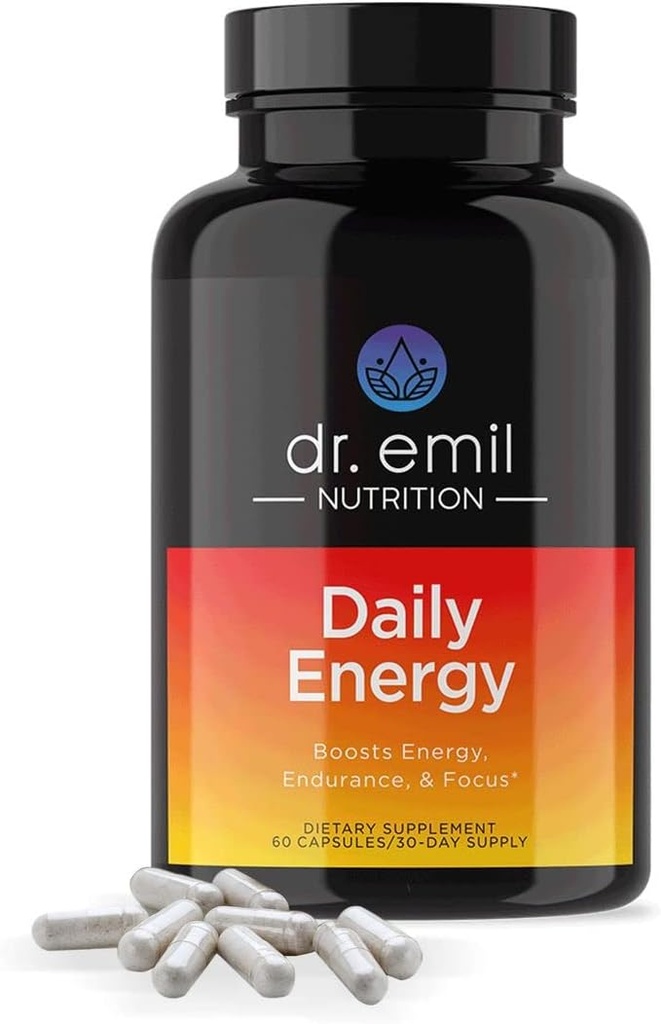 DR. EMIL NUTRITION Daily Energy Supplement - Sugar Free Energy Pills with 160mg Caffeine Per Serving - Energy Booster & Focus Supplement with Guarana Extract, L-Taurine & L-Theanine