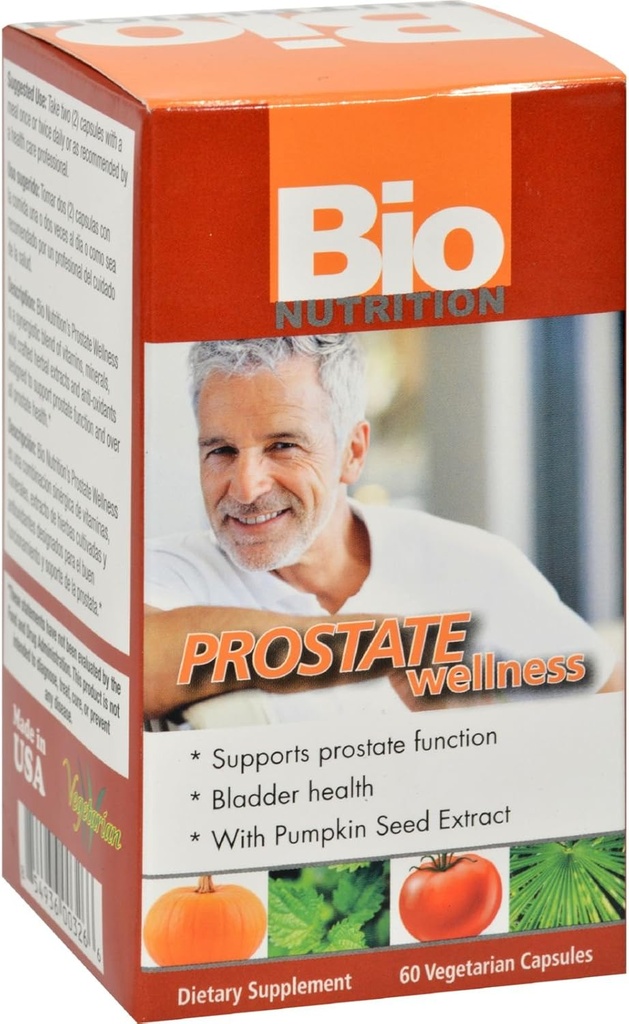 Bio Nutrition Prostate Wellness - Blasengesundheit - Glutenfrei - 60 Vegetarische Kapseln (Pack von 2)
