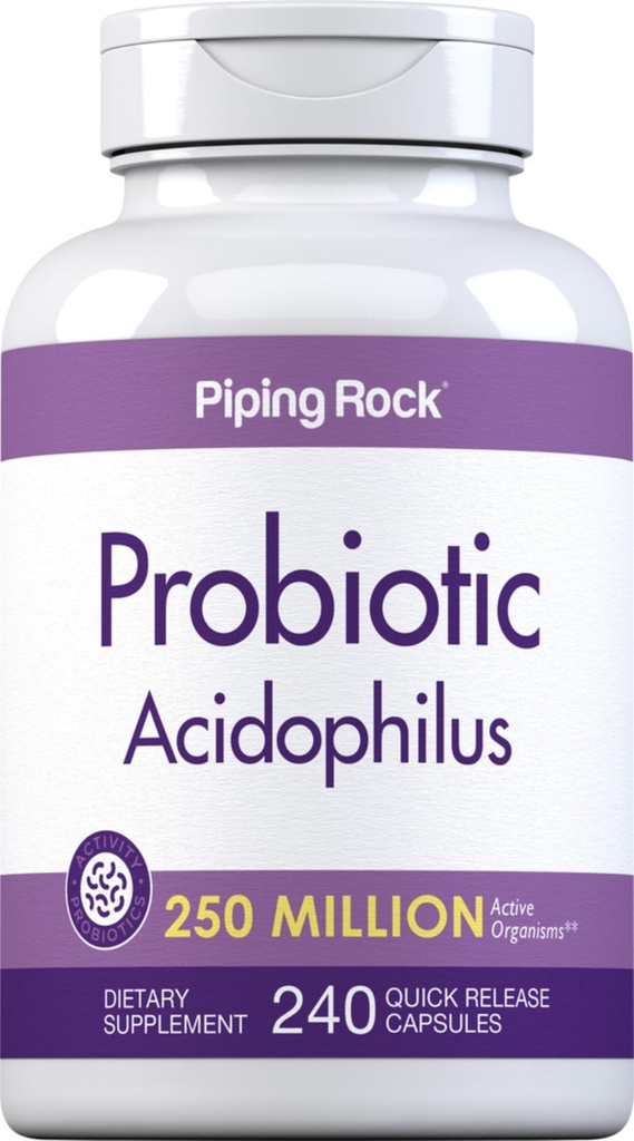 Piping Rock Probiotic Acidophilus Kapseln | 250 Million CFU | 240 Pillen | Nahrungsergänzungsmittel | Non-GMO, Glutenfrei