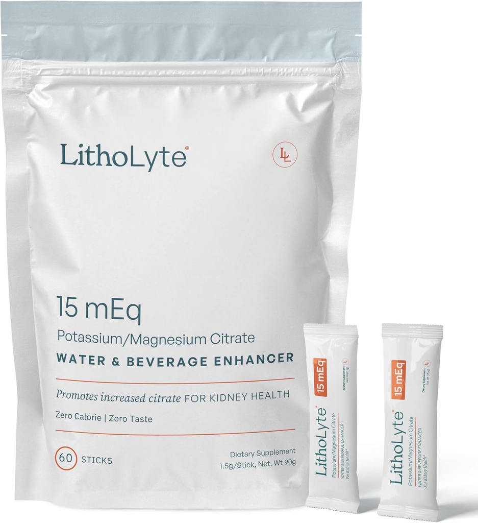 Kidney Health 15 mEq | Water & Beverage Enhancer for Kidney Health | Developed by Urologists | 60 Sticks