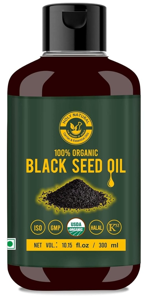 Black Seed/Nigella Sativa/Kalonji Seeds Oil (10.15 fl oz), Virgin Cold-Pressed, Pure & Natural, No GMO, Unbehandeltes Schwarzes Samenöl – Quelle von Thymochinon & Omega 3,6 & 9