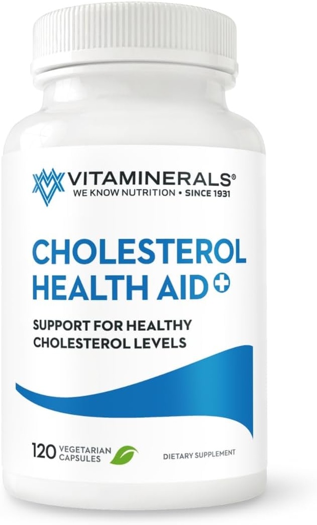 Vitaminerals® 125 Cholesterin Health Aid Plus | Niacin | CoQ10 | Knoblauch | Phytolestrol Complex | 60 Gemüsekapseln