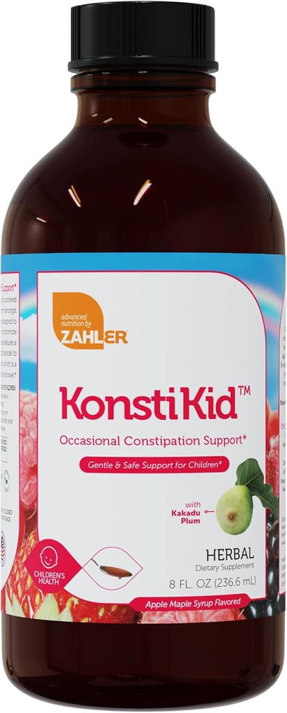 Zahler KonstiKid, Supplément de soutien à la constipation pour enfants, Facilité de constipation liquide, soutient la régularité et la santé digestive, 8OZ