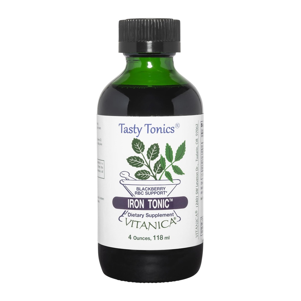 Vitanica Eisen Tonic, Flüssige Eisenergänzung, Rote Blutzellenunterstützung, Vegan, 4 Unze