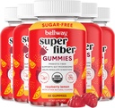 Bellway Super Fiber Gummis für Erwachsene (5 Pack) - Sugar Free Organic Fiber Supplement Gummis mit 4g Fiber per Serving - Prebiotic Chicory Root Fiber für Gut Health, Raspberry Lemon, 300 Count