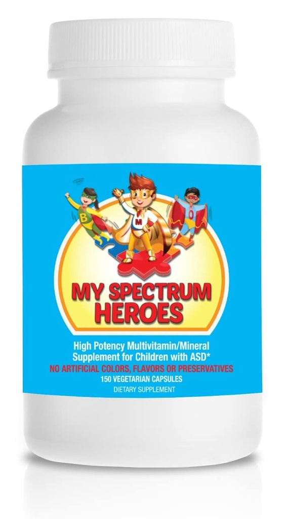 Mon spectre Heroes Supplément multivitamine pour enfants - acétyl-l-carnitine, Choline, Coenzyme Q10, Inositol, MSM, MTHF, NAC pour l'aide nutritionnelle quotidienne et la santé cognitive (150 capsules)