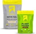 Ascent Casein Protein Pulver Vanille Bean 2 lb & Pflanzenprotein Pulver Schokolade 18 Servierungen