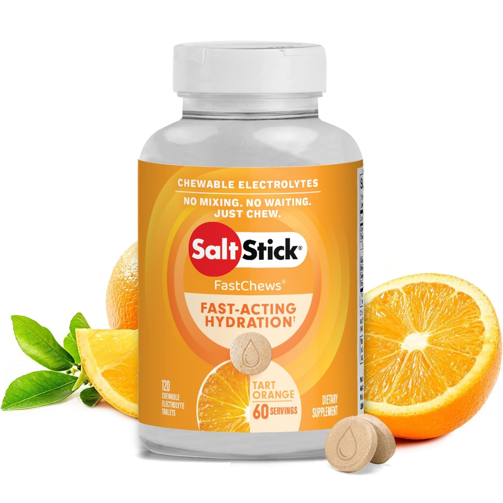 SelStick Electrolyte FastChews - 120 Comprimés électrolytiques à croquer pour l'hydratation, les onglets de sel, le soulagement de la déshydratation