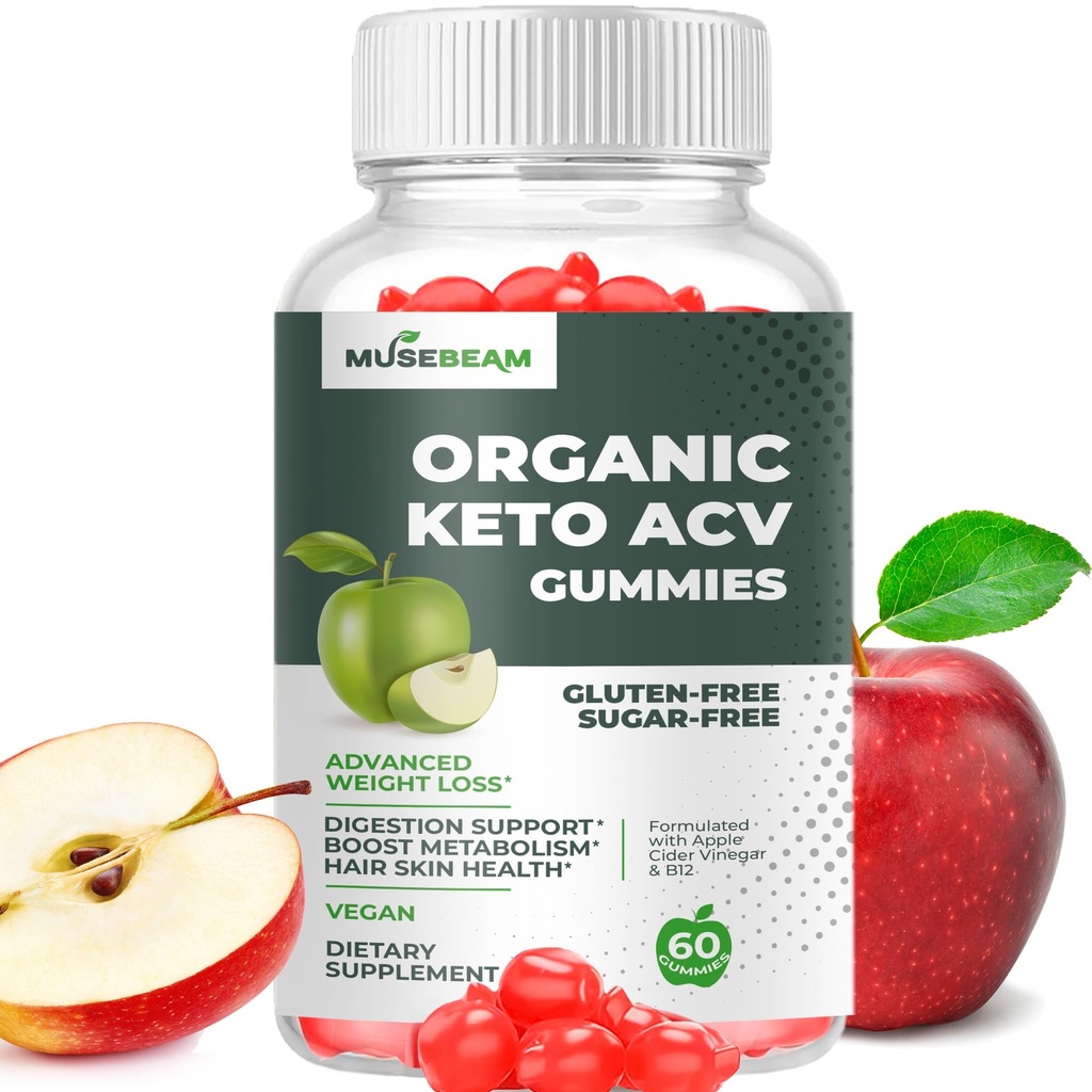 Organic Keto ACV Gummies Advanced Weight Loss - Gluten & Sugar Free Belly Fat Burner Apple Cider Essig Diät Supplement für Frauen Männer (1000MG)