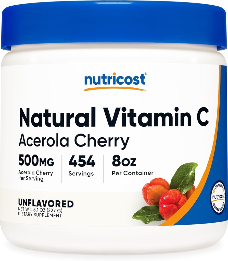 Nutricost Natural Vitamin C - Acerola Kirschpulver 0.5 LB - Glutenfrei & Non-GMO
