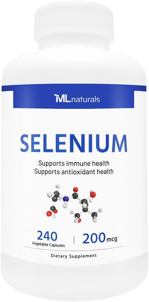 ML Naturals Selenium 200mcg 240 Gemüsekapseln. Unterstützt Immungesundheit, NSF-zertifiziert & cGMP-Compliant