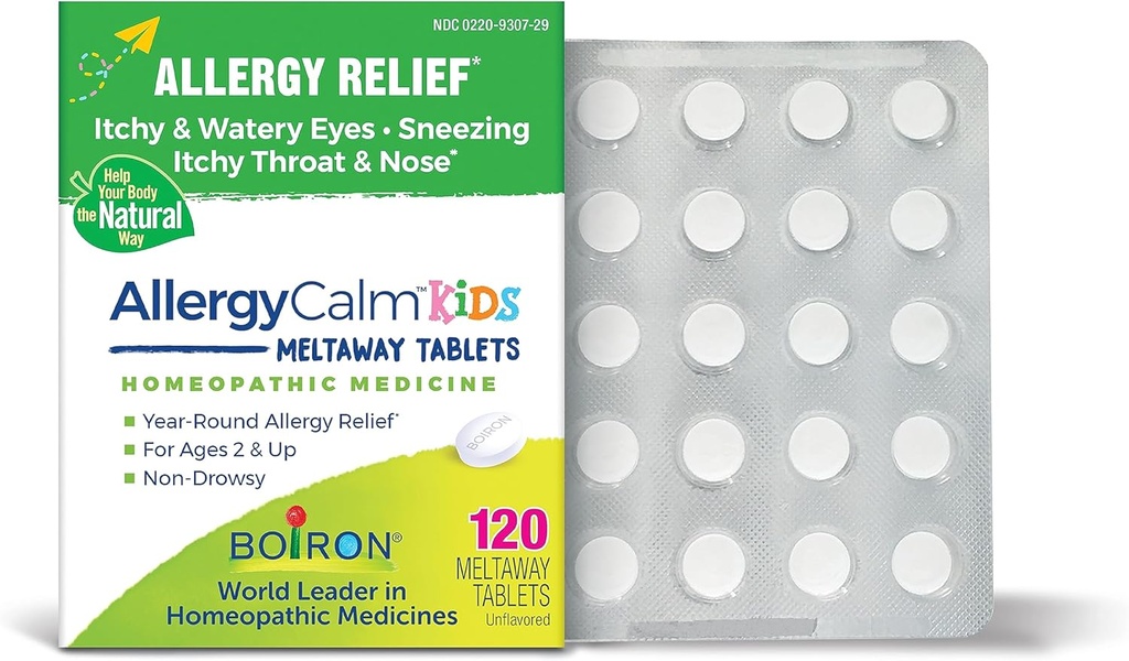 Boiron AllergyCalm Kids Tablets für Relief von Allergy und Hay Fever Symptome von Niesen, Runny Nose und Itchy Eyes oder Throat - 120 Count