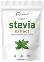 Pure Organic Stevia Powder, 1 Pfund (2,837 Servierungen), Höchste Grade Stevia Green Leaf Extract Reb-A | Reduzierte Bitter Nachgeschmack | 0 Kalorien, Natürlicher Süßstoff, Zucker Alternative, Keto Friendly