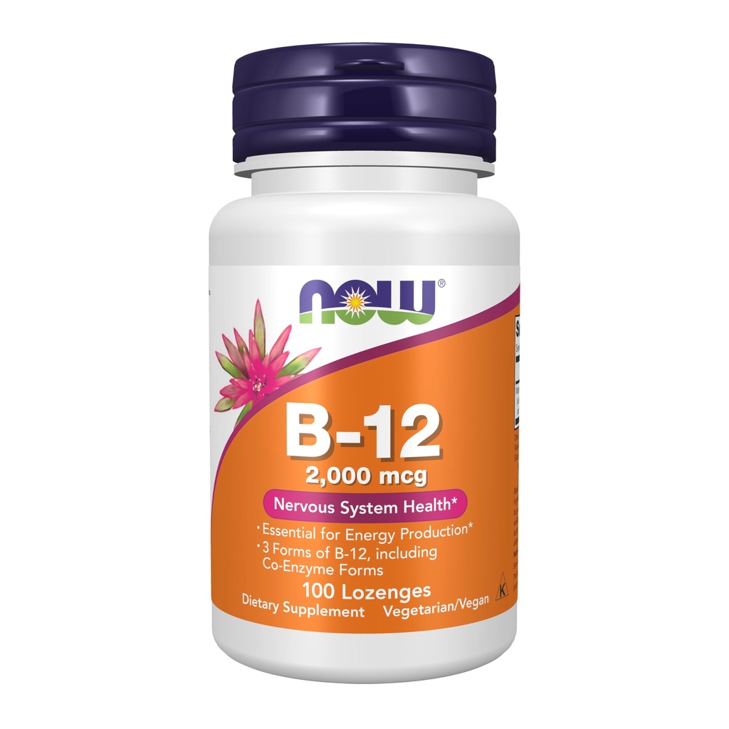 MAINTENANT Suppléments alimentaires, B-12 2 000 mcg, Production d'énergie*, Santé du système nerveux*, 100 Lozenges