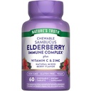 Nature's Truth Elderberry Immun Complex | 60 Kautabletten | Plus Vitamin C & Zink | Gemischte Beere | Vegan, Non-GMO, & Glutenfreie Ergänzung