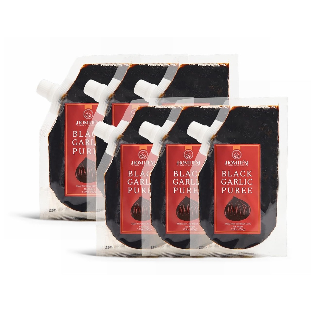 Homtiem Black Garlic Puree 150g. (Made from 100% Solo Black Garlic), Fermented für 90 Tage, Non-GMO, bereit zum Essen für Snacks und Kochen (6)