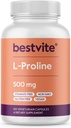 BESTVITE L-Proline 500mg (120 vegetarische Kapseln) - No Stearates - No Fillers - Vegan - Glutenfrei - Non GMO