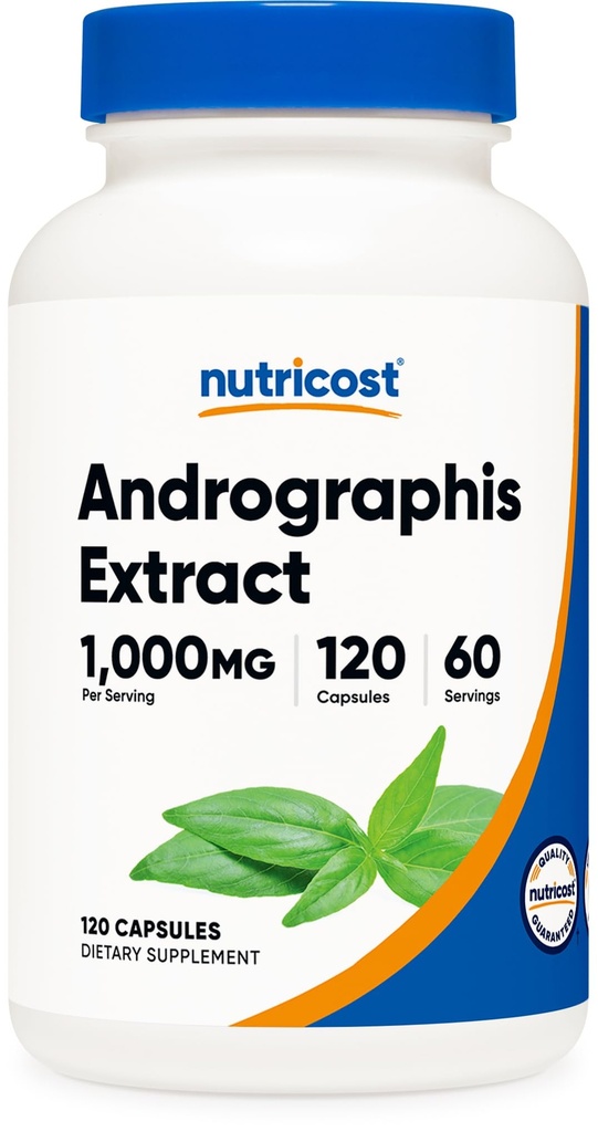 Nutricost Andrographis Extract Kapseln (1000mg) (120 Kapseln) - Gesundheit und Wellness Vegetarische Ergänzung, 60 Servierungen