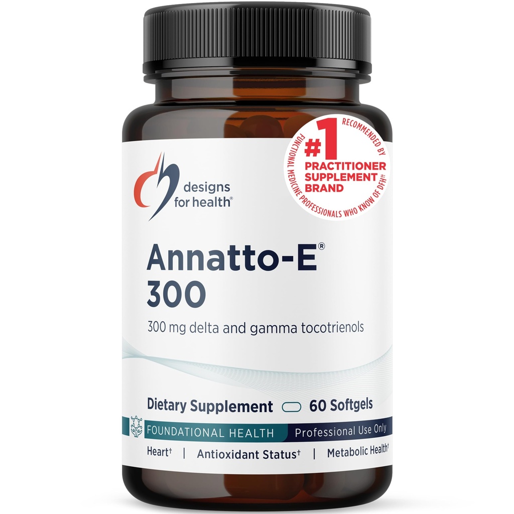 Conceptions pour la santé Annatto-E 300mg Tocotriénols Vitamine E - Delta + Gamma Tocotriénols pour soutenir la santé cardiaque, la santé des yeux, le vieillissement en santé - Supplément d'antioxydants d'or Delta (60 softgels de vitamine E)