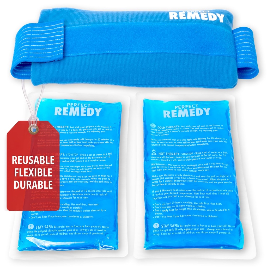Packs de glace Gel pour les blessures avec couvercle de sangle, Compresseur à froid souple, packs de glace doux apaisants pour l'aide dans les blessures, alternative aux bouteilles d'eau chaude (Blue, Regular)