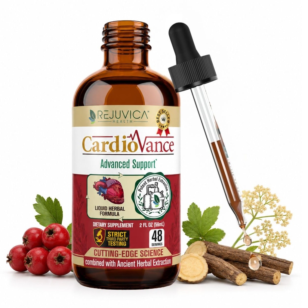 Rejuvica Health CardioVance - Herz-Supplement - Flüssige Lieferung für bessere Absorption - Hawthorne, Hibiscus, Arjuna, Olive Leaf & More!