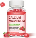 Calcium Magnesium Zink-Gummi mit Vitamin D3 & K2, hohe Absorption Magnesium-Glycinat-Kalium für Immun- und Kalm-Mood, Himbeere Flavor 60 Gummie