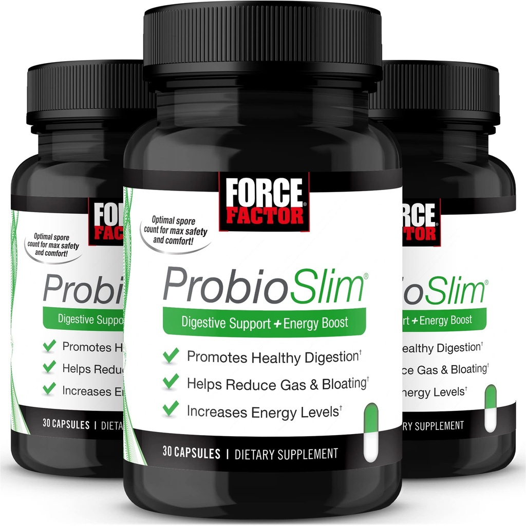 Kraftfaktor ProbioSlim, Probiotische Ergänzung für Frauen und Männer mit Probiotika und Grüner Tee-Extrakt, reduzieren Gas, Bloating, Verbrauch, Unterstützung Verdauungs-Gesundheit & Gut Gesundheit, 30 Count (Pack mit 3)