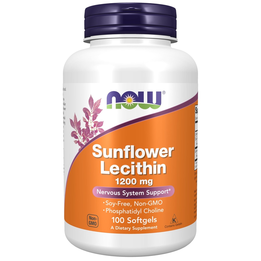 MAINTENANT Aliments Suppléments, Lécithine de tournesol 1200 mg avec Phosphatidyl Choline, 100 Softgels