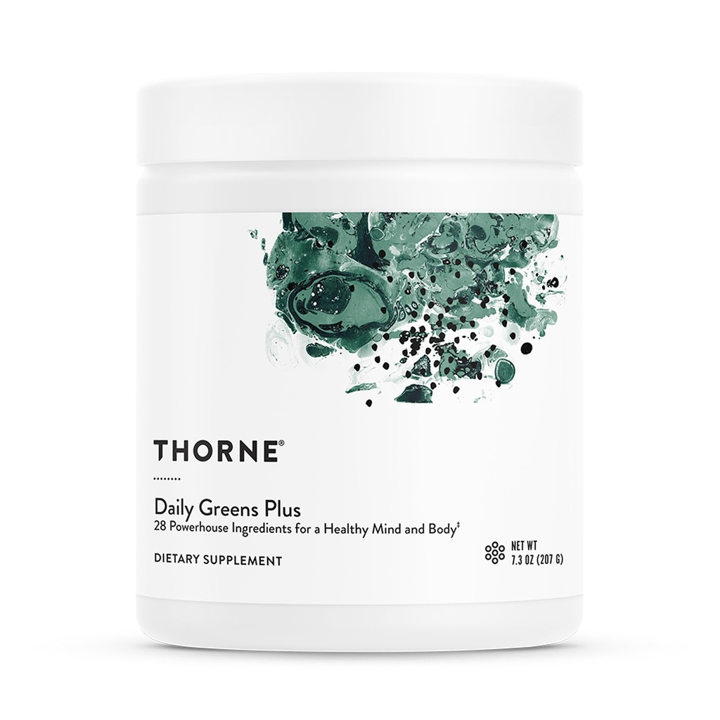 THORNE - Poudre de vert complet avec Matcha, Spiruline, Moringa et Adaptogène, Mélanges de champignons et d'antioxydants - Rafraîchissement, saveur de menthe 7,2 Oz - 30 portions
