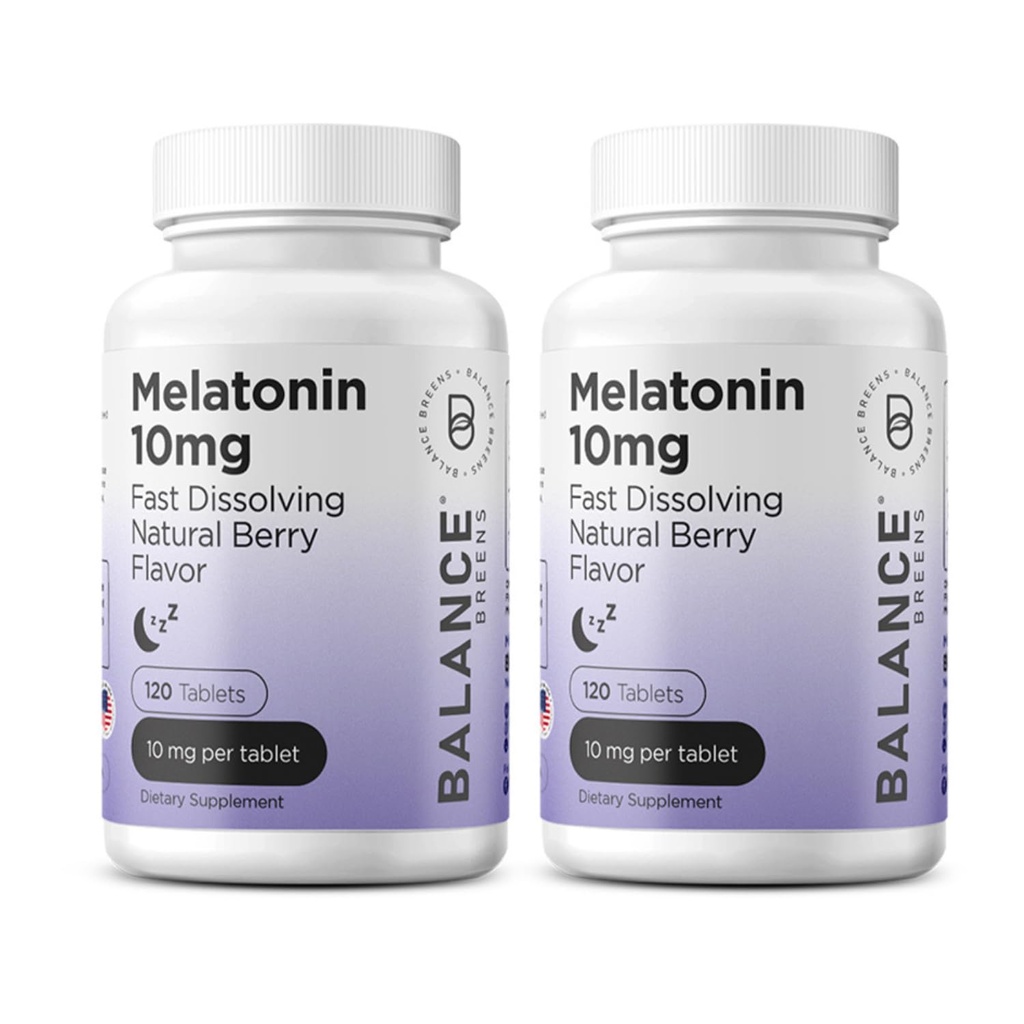 Balancebreens Melatonin 10mg Fast-Dissolve, 120 Tabletten – Natürliche Schlafhilfe für restliche Nächte, Drug-Free Unterstützung für Entspannung und Stille