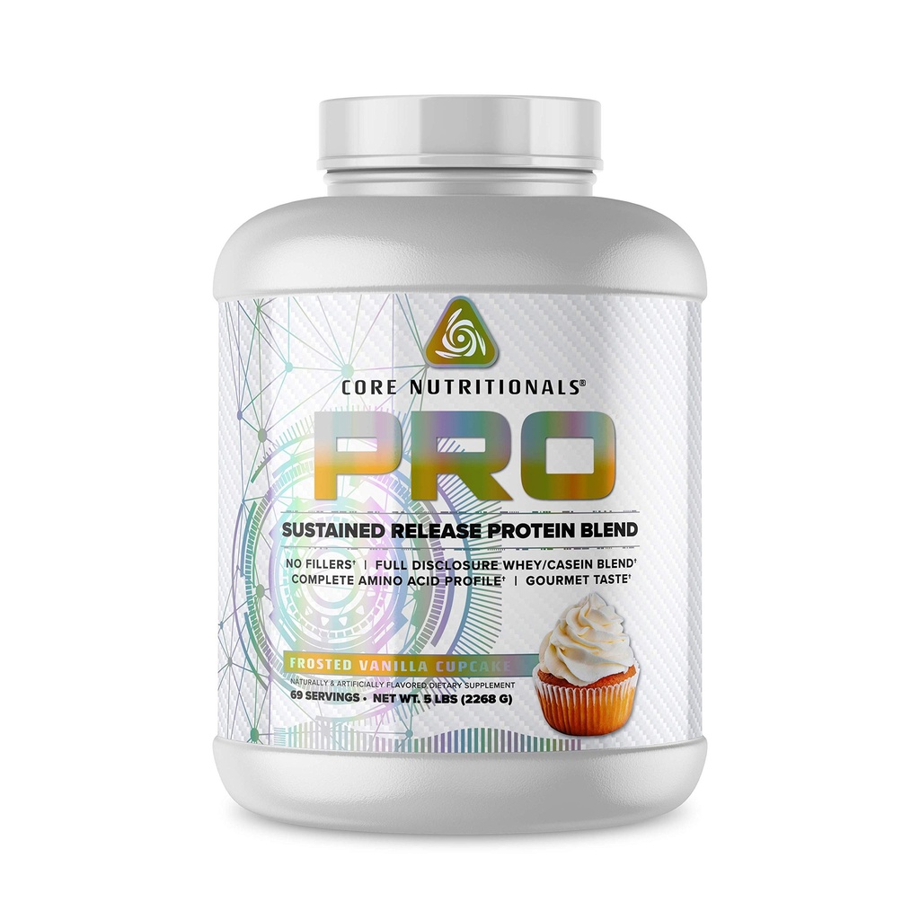 Core Nutritionals Pro Sustained Release Protein Blend, Verdauungsenzym Blend, 25G Protein, 2G Carb, 69 Servierungen (Frosted Vanilla Cupcake)