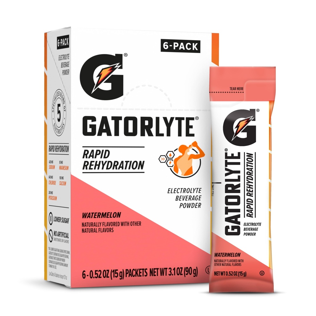 Gatorlyte pastèque en poudre, 16,9 oz (paquet de 6)