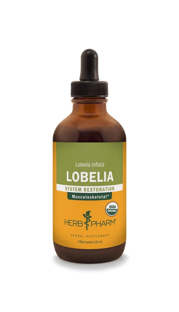 Kräuter Pharm Certified Organic Lobelia Flüssiger Extrakt für Musculoskeletal System Unterstützung - 4 Unze