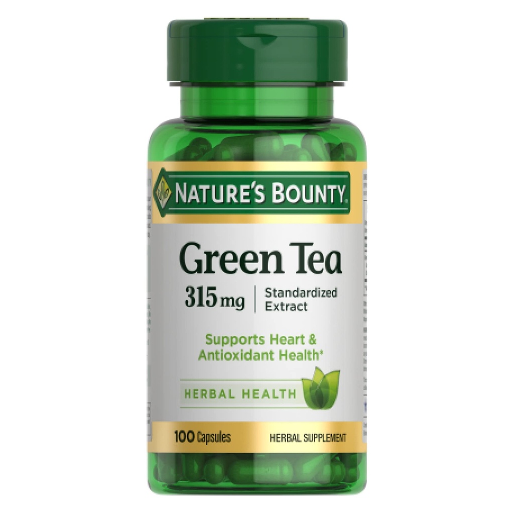 Nature's Bounty Green Tea Pills und Kräutergesundheitsergänzung, unterstützt Herz und Antioxidans Gesundheit, 315mg, 100 Kapseln