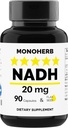 MONOHERB NADH 20 mg - 90 Vegetarische Kapseln - Reduzierte Nicotinamid Adenin Dinukleotidergänzung