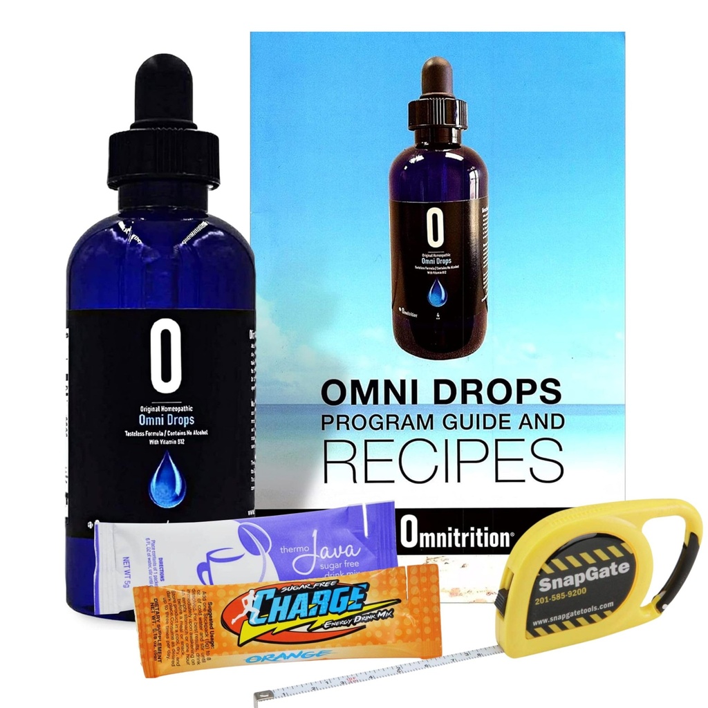 Programme Omni Drop , Omnitrition authentique - Ensemble de base comprend*** 4 oz Bouteilles Omni Drops avec Guide du programme Vitamine B12, échantillons et un Snapgate 10 Ft.