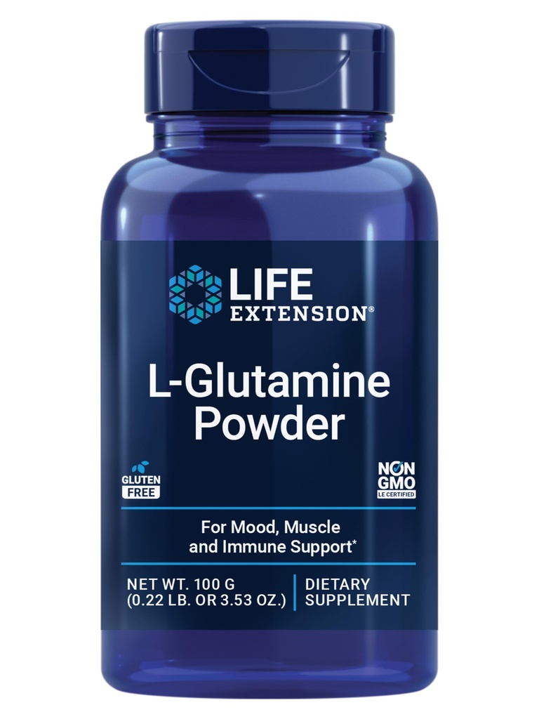 Lebensverlängerung L-Glutamin-Pulver, Aminosäure, unterstützt Muskelgesundheit und Immungesundheit, Glutenfrei, Non-GMO, Vegetarisch, 100 Gramm