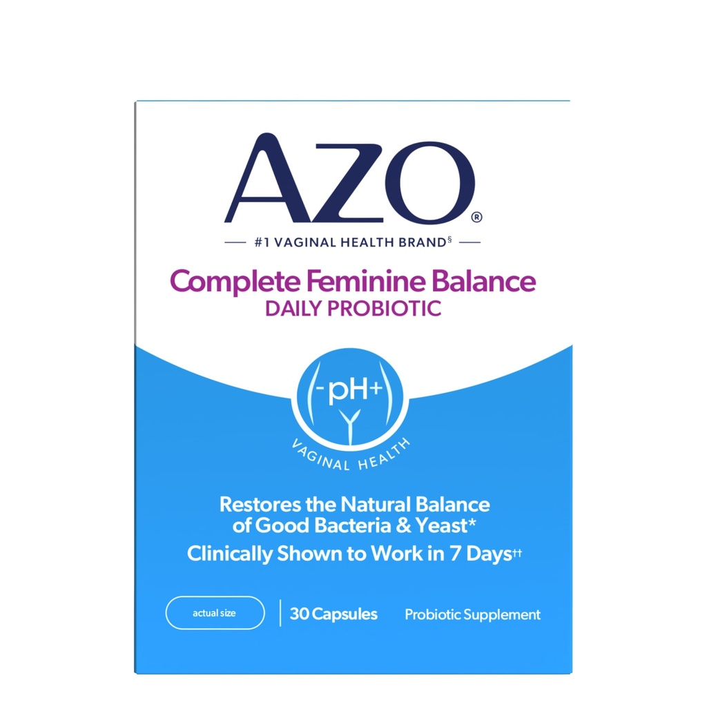 AZO Complete Feminine Balance Tägliche Vaginale Probiotika für Frauen, Klinisch erwiesen, um Vaginale Gesundheit zu schützen, hilft Gleichgewicht pH und Hefe, 30 Count