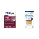 Phillips' Colon Health Daily Probiotic Capsules, 4-in-1 Symptom Defense & Citracal Slow Release 1200, 1200 mg Calcium Citrat und Calciumcarbonat Mischung