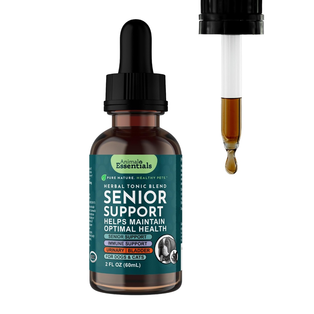 Animal Essentials Senior Support für Hunde & Katzen Supplement - Milchdistel, Für alte Katzen & Hunde, Pet Kidney Support, Kräuterergänzung - 2 Fl Oz