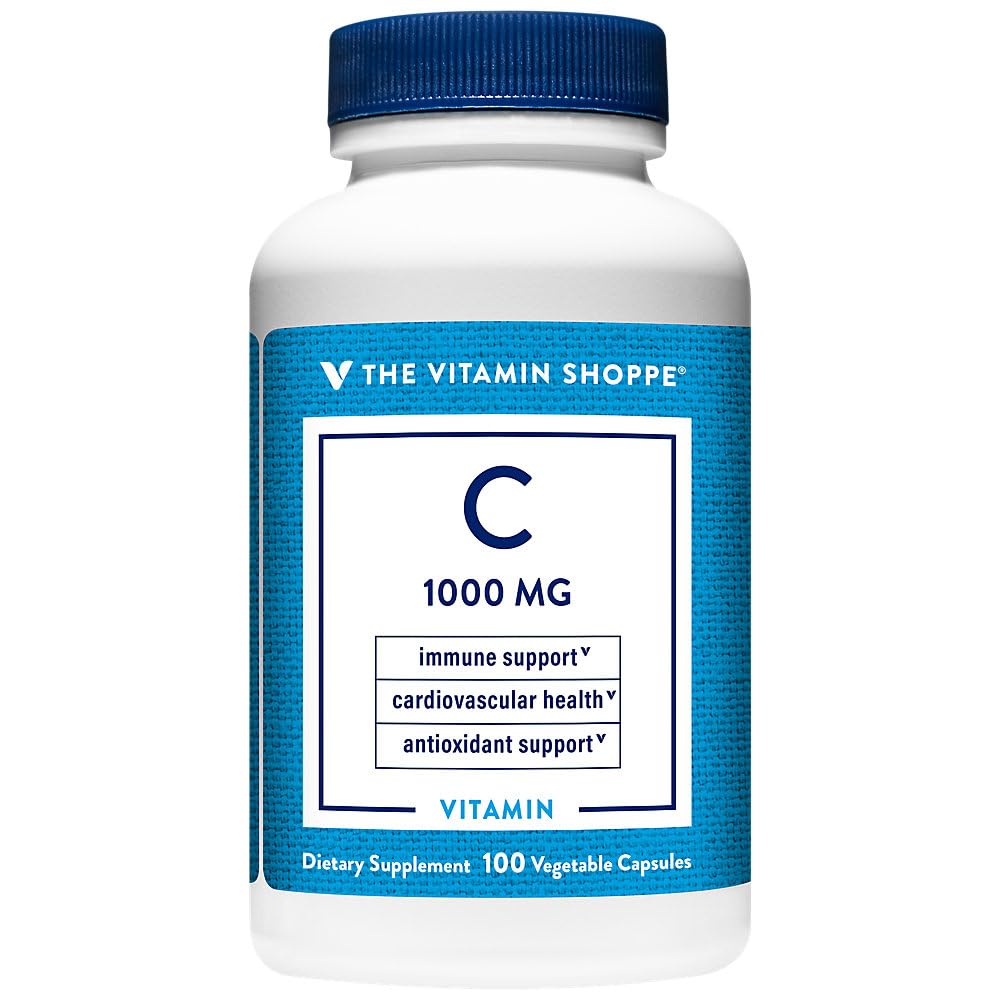 La Vitamine Shoppe C-1000 1000MG, Antioxydant qui soutient la santé immunitaire et cardiovasculaire (100 Capsules)