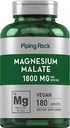 Piping Rock Magnésium Malate de 1800 mg de 180 Caplets Végétarien, Non-OGM, Supplément sans gluten