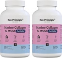 Zen Principle Marine Collagen Peptides Pulver mit OptiMSM® Supplement. Klinisch getestet für Hautunterstützung. Wild-Caught Fish, Non-GMO. 420 Kapseln.