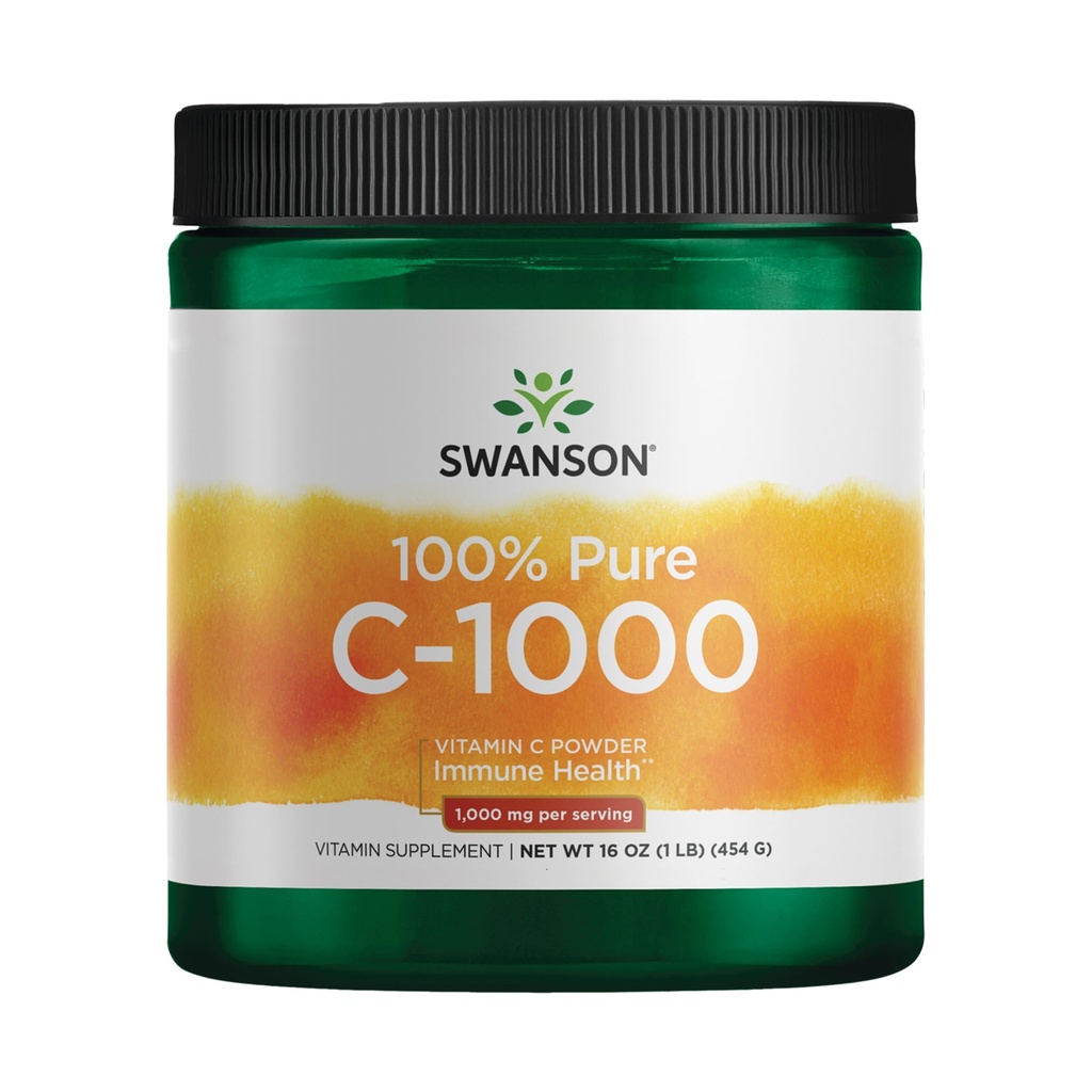 Swanson Vitamin C Powder 100% Pure Ascorbic Acid, 1 lb. 454 g